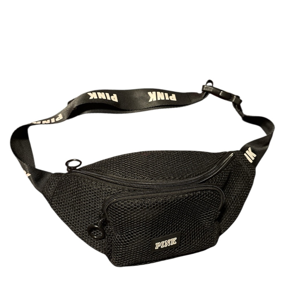 PINK Victoria's Secret Black Belt Bag with Adjustable Strap
